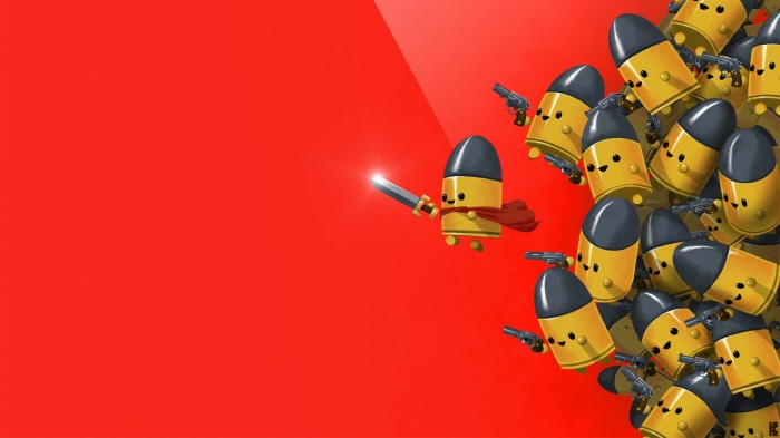 Bullet Kin from Enter The Gungeon with swords and guns