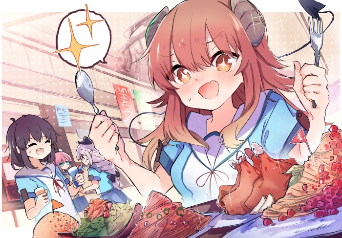 Shamiko and friends eating food