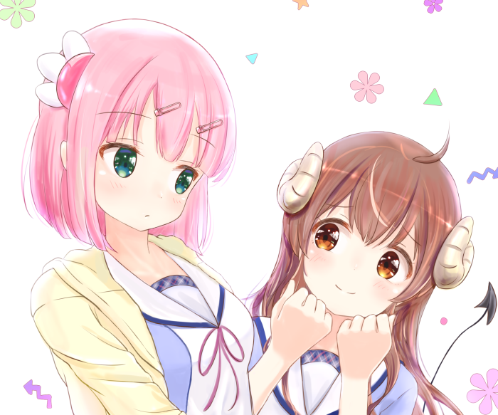 Momo Chiyoda and Yuuko Yoshida from The Demon Girl Next Door