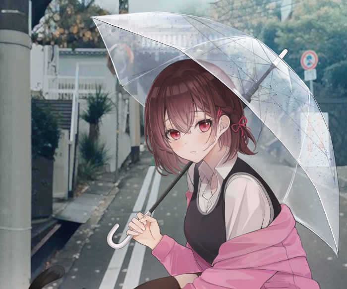 Girl with umbrella in the rain