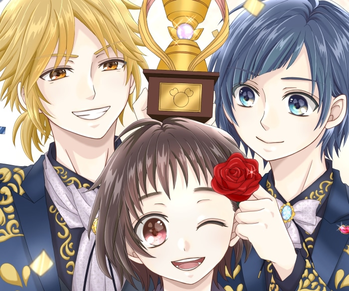 Hiyori Suzumi, Yujiro Someya, Aizou Shibasaki with Trophy