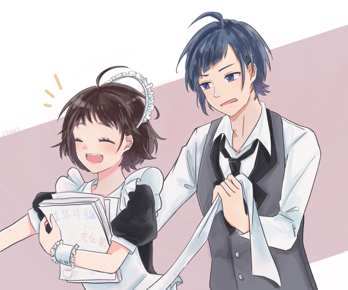 Hiyori Suzumi and Yujiro Someya from To Become A Real Heroine!