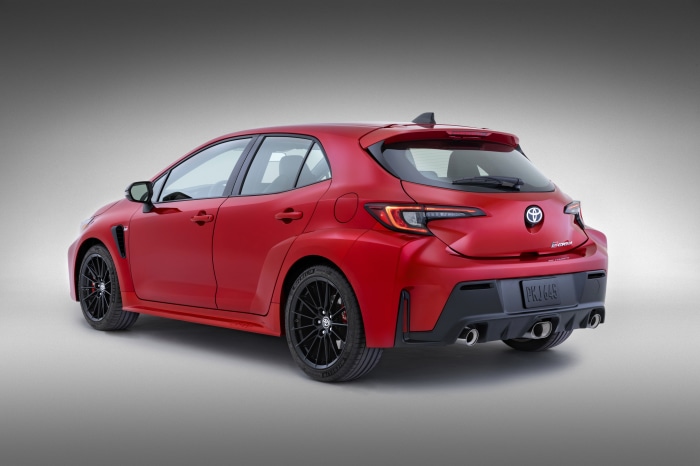 Red Toyota GR Corolla rear view