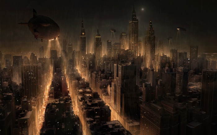 Gotham City with Airships