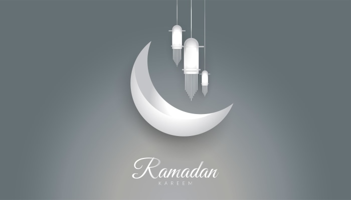 Ramadan Kareem Crescent Moon and Lanterns