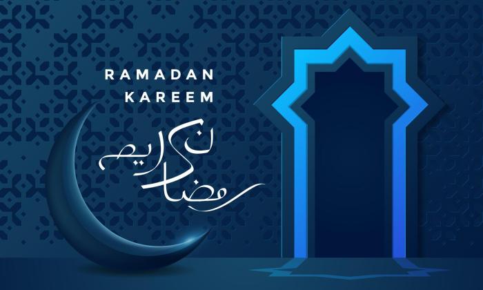 Ramadan Kareem Arabic Calligraphy and Crescent Moon