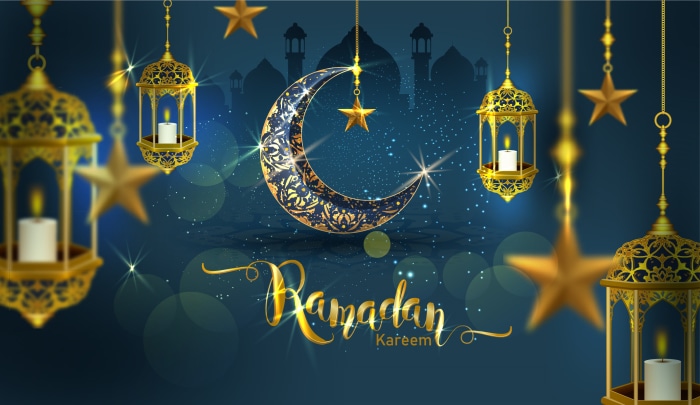 Ramadan Kareem Festive Lantern and Crescent Moon