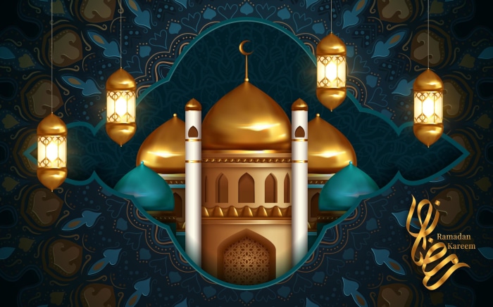 Ramadan Kareem Mosque and Lanterns Design