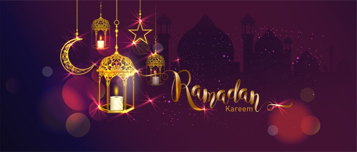 Ramadan Kareem lanterns and mosque 4K