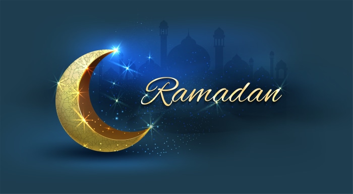 Ramadan Celebration with Golden Crescent Moon