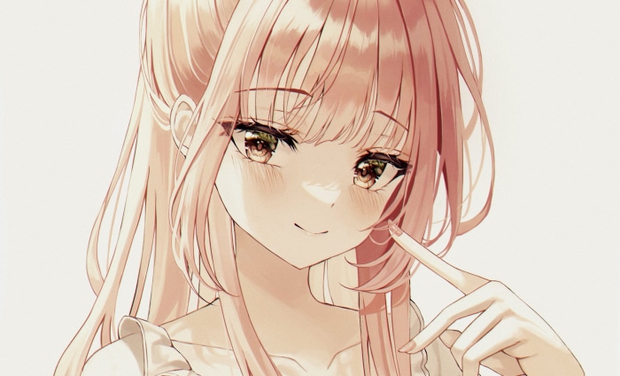 Anime girl with pink hair and green eyes