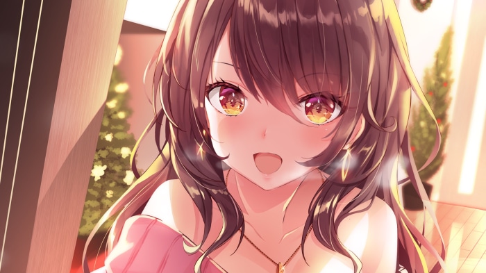 Anime Girl with Brown Hair and Pink Dress