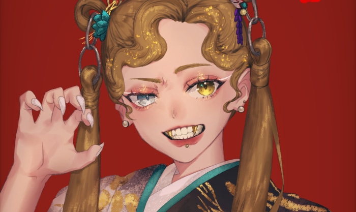 Girl with sharp teeth and claws