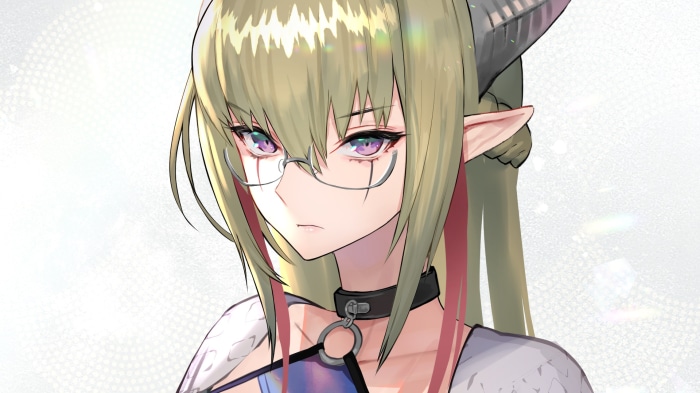 Anime girl with glasses and horns