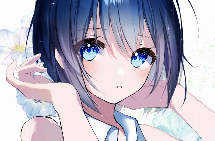 Anime girl with blue eyes and dark hair