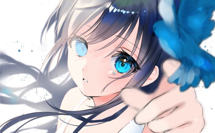 Girl with blue bird