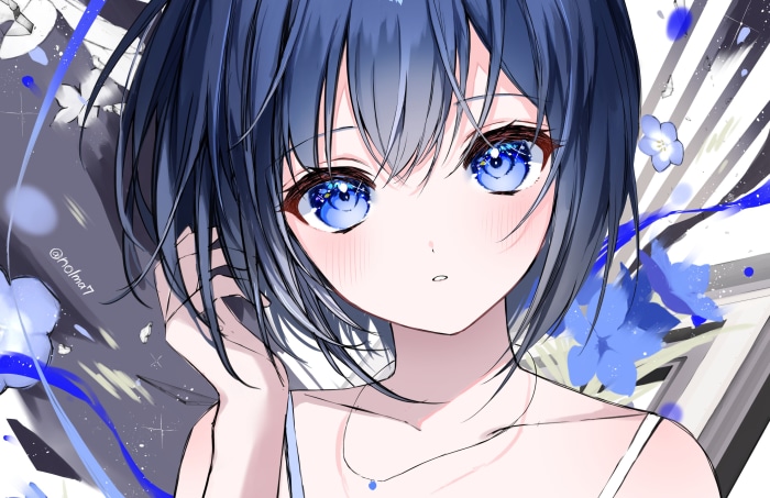 Anime girl with blue eyes and dark hair