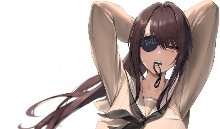 Girl with eye patch and glasses