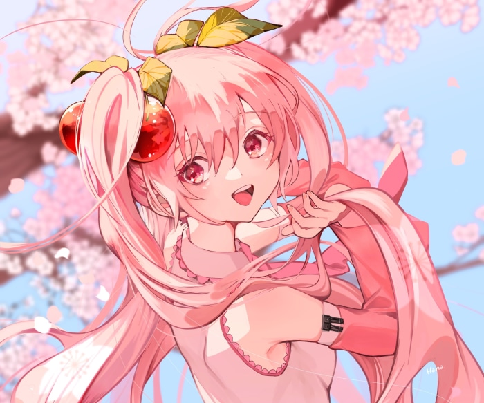 Hatsune Miku with cherry hair accessories