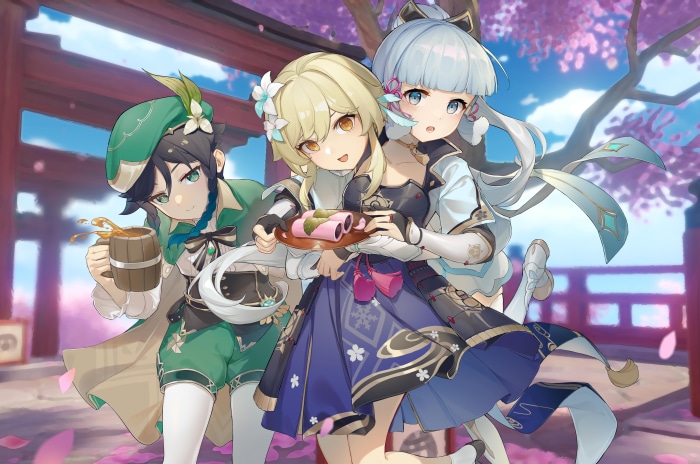 Lumine, Venti, and Ayaka from Genshin Impact 4K