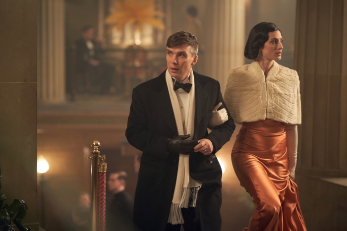 Thomas Shelby and woman in formal wear