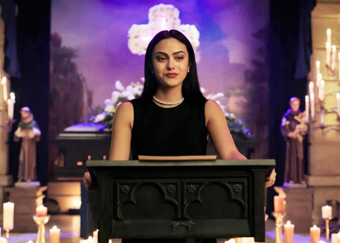 Veronica Lodge from Riverdale at a podium