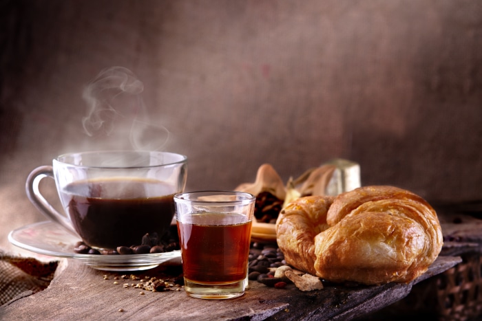 Breakfast with Coffee and Croissant 4K