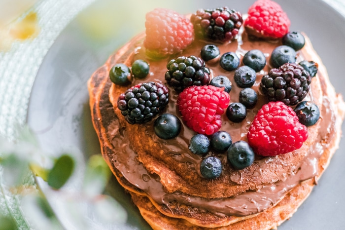 Pancakes with Chocolate Spread and Berries