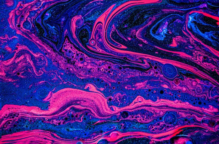 Abstract Liquid Art with Pink and Blue Swirls