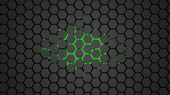 Abstract Hexagon Pattern with Green Glow