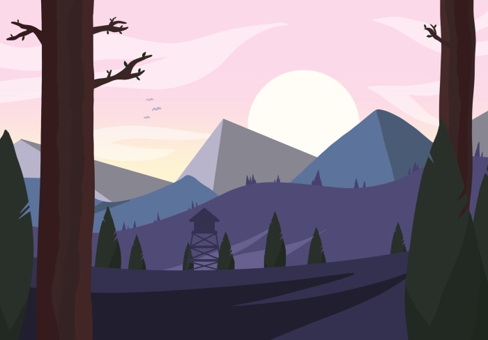 Artistic mountain landscape at sunset