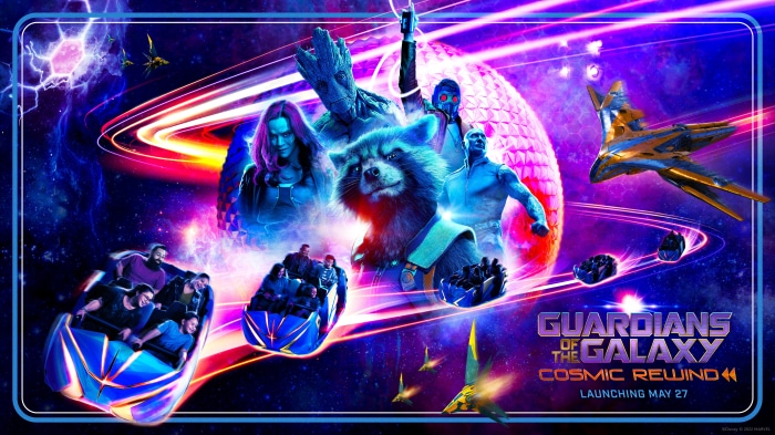Guardians of the Galaxy: Cosmic Rewind Roller Coaster Attraction