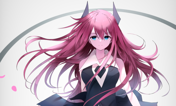 Girl with pink hair and blue eyes