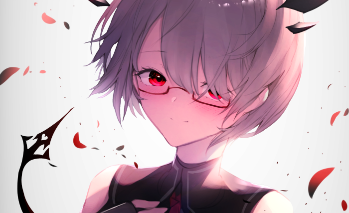 Anime girl with red eyes and glasses