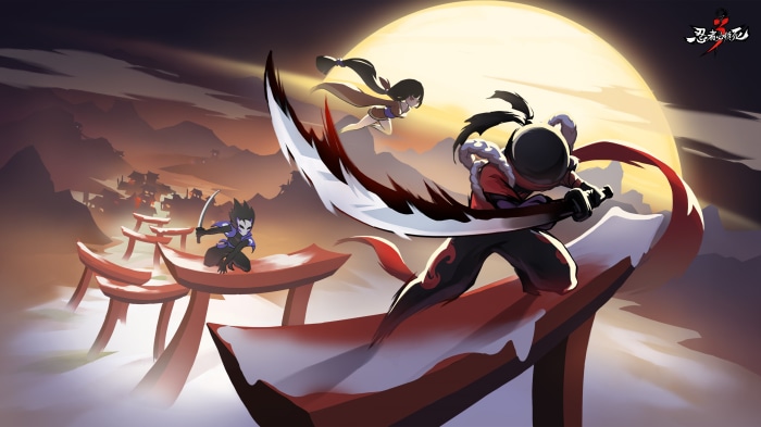 Ninja Must Die 3 characters fighting on torii gates