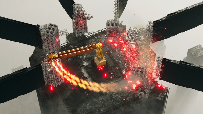 Destruction of a complex structure with explosions