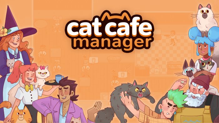 Cat Cafe Manager game logo with characters