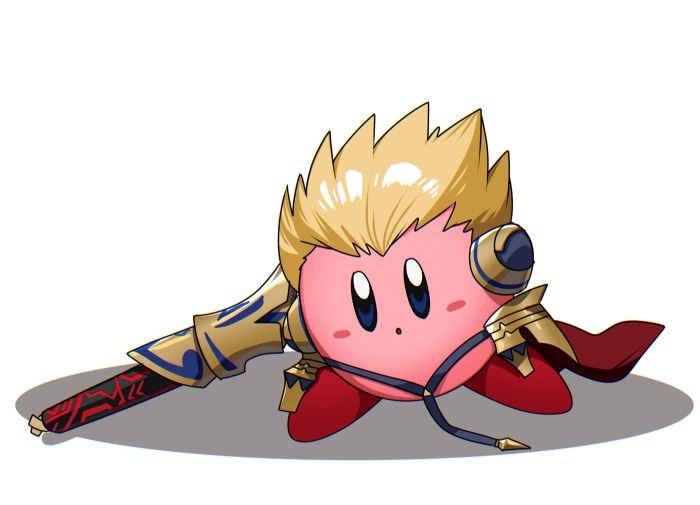 Kirby from Super Smash Bros. with Saber's outfit