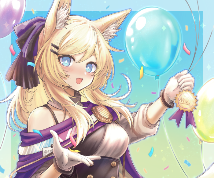 Whislash from Arknights holding an MVP medal