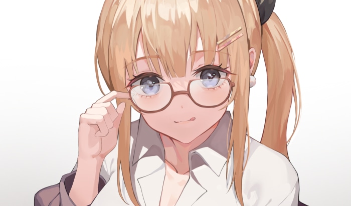 Girl with glasses and pigtails