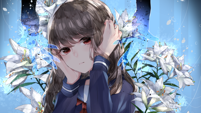 Girl with white lilies