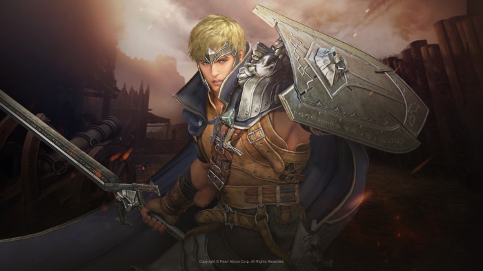 Warrior with sword and shield in Black Desert Online