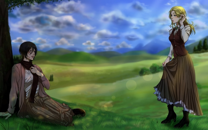 Mikasa Ackerman and Historia Reiss from Attack on Titan