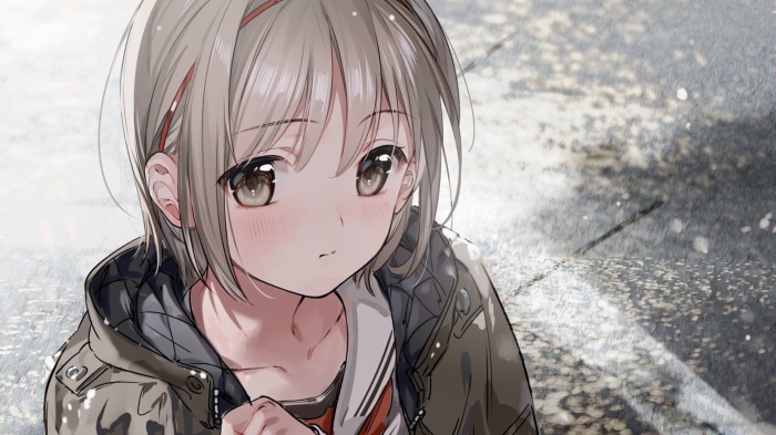 Anime girl with short blonde hair