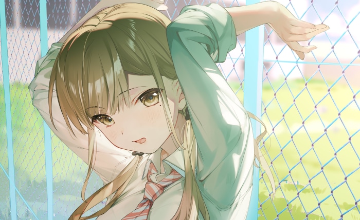 Anime girl with blonde hair and school uniform
