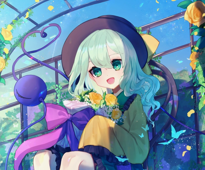 Koishi Komeiji from Touhou holding yellow roses