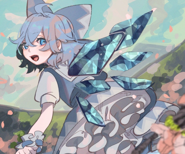 Cirno from Touhou with ice wings