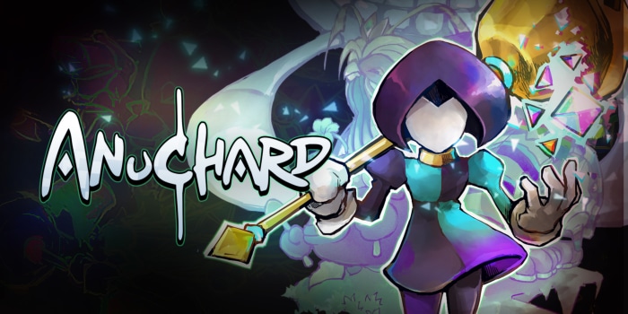 Anuchard game title with character and abstract background