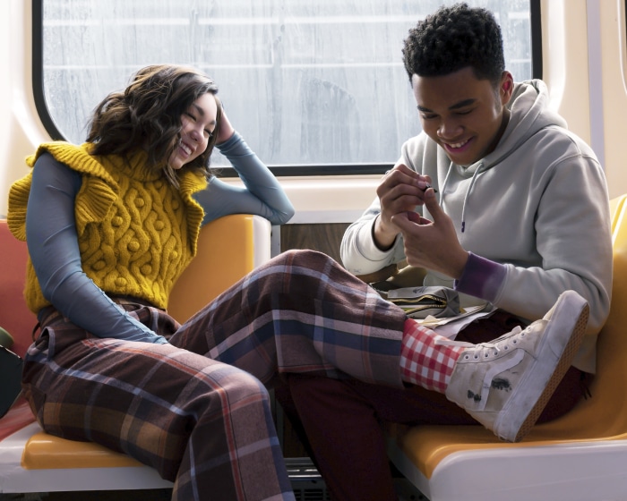 Sneakerella: Devyn Nekoda and Chosen Jacobs on a train
