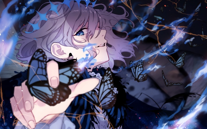 Oberon from Fate/Grand Order with butterflies